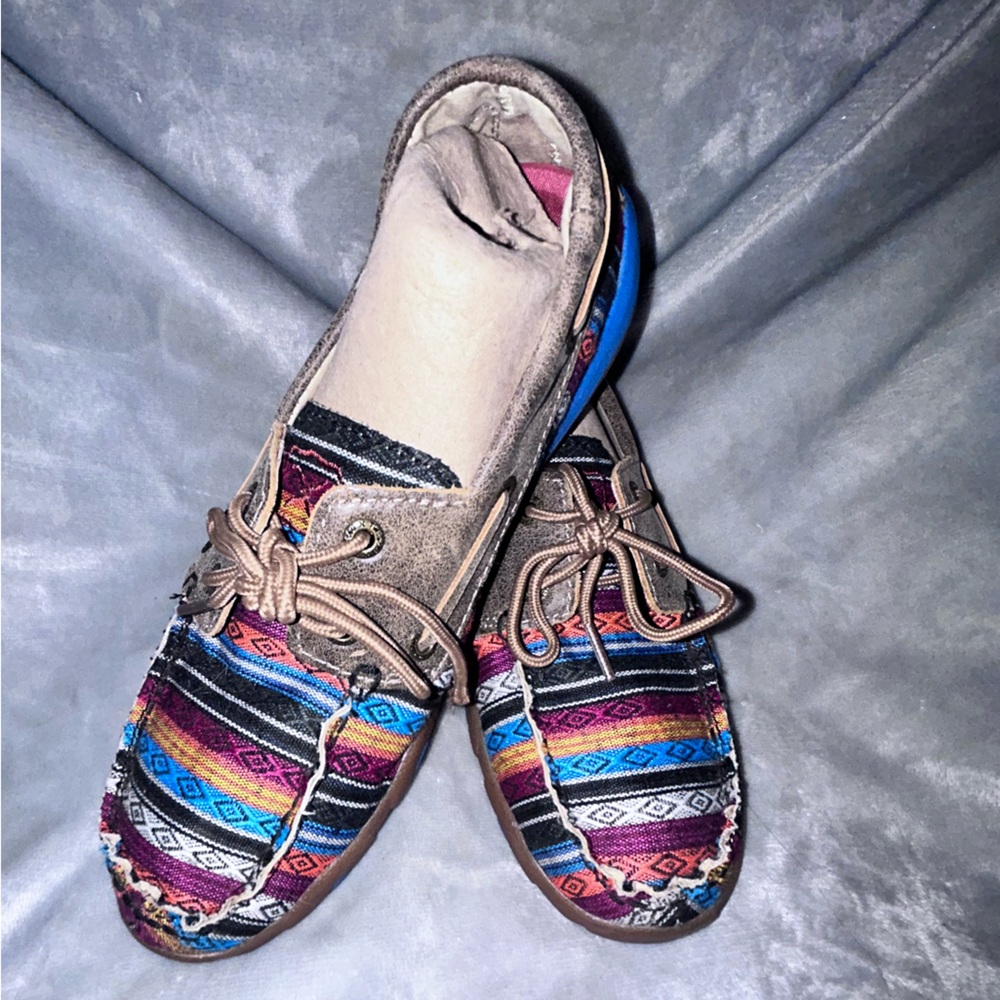 Twisted X Womens Boat Shoe Driving Moc Aztec Print Sz 7.5 S35